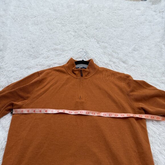 Men Lands End Quarter Zip Cotton Blend Sweatshirt Burned Caramel Size Large - Picture 3 of 7